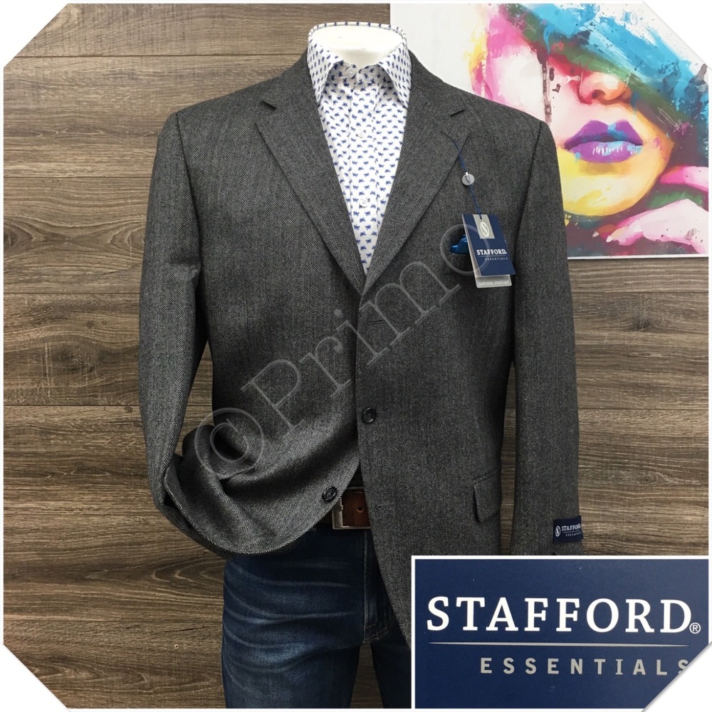 NEW! STAFFORD Mens Wool Blazer Sport Coat Casual Jacket Size 46R Classic Suit